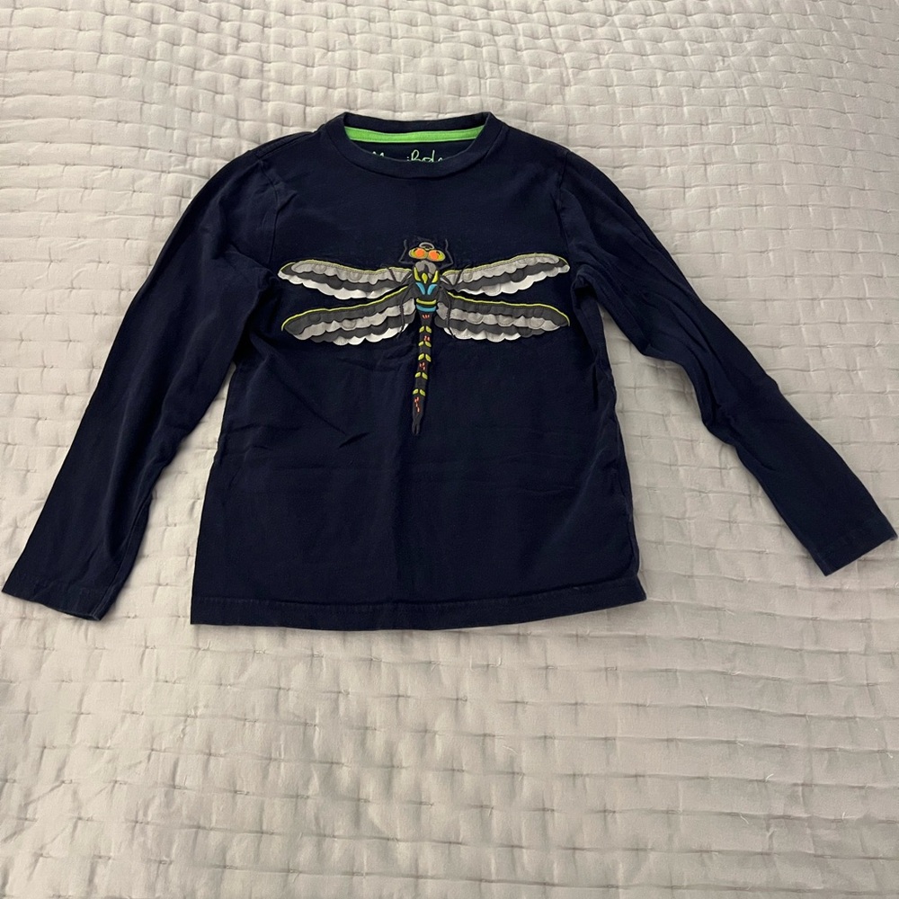 VGUC Mini Boden Dragonfly Appliqué Shirt Size 7-8